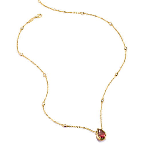 Helen Kirchhofer - Thomas Sabo Halskette Tropfen Granatrot mit weissen Zirkoniasteinen Elyndra 18k Vergoldung - KE2331-414-10-L50V