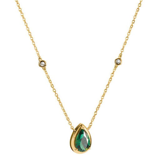 Helen Kirchhofer - Thomas Sabo Halskette Grüner Tropfenförmiger Stein Elyndra 18k Vergoldung - KE2331-971-6-L50V