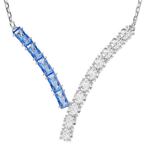 Helen Kirchhofer - Swarovski Matrix Halskette Verschiedene Schliffe Blau Rhodiniert - 5732265