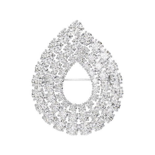 Helen Kirchhofer - Swarovski Matrix Brosche Rundschliff Weiss Rhodiniert - 5714648