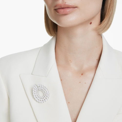 Helen Kirchhofer - Swarovski Matrix Brosche Rundschliff Weiss Rhodiniert - 5714648