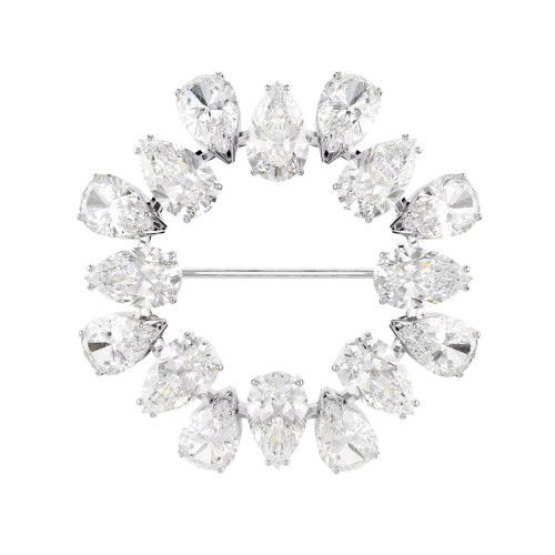 Helen Kirchhofer - Swarovski Matrix Brosche Tropfenschliff Weiss Rhodiniert - 5714646