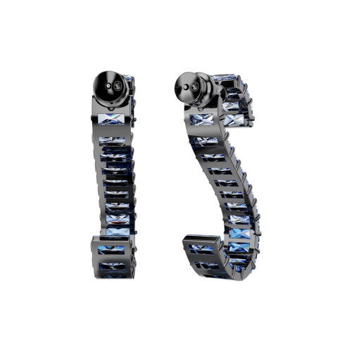 Helen Kirchhofer - Swarovski Matrix Drop Ohrhänger Baguette Schliff Blau Rutheniert - 5705780