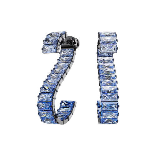 Helen Kirchhofer - Swarovski Matrix Drop Ohrhänger Baguette Schliff Blau Rutheniert - 5705780