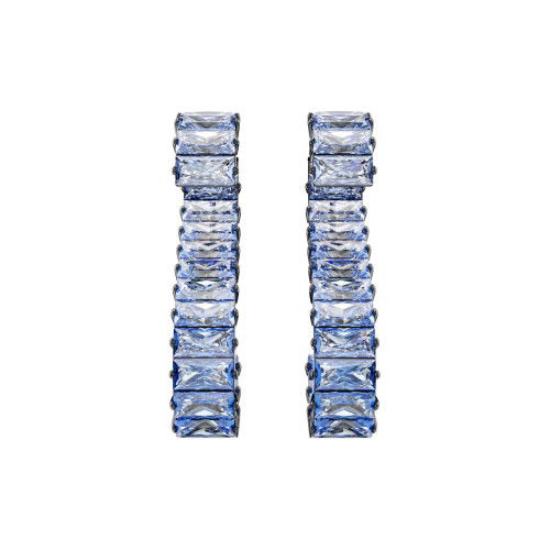 Helen Kirchhofer - Swarovski Matrix Drop Ohrhänger Baguette Schliff Blau Rutheniert - 5705780