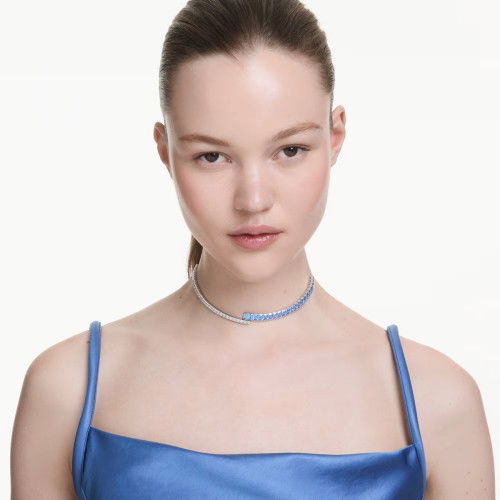 Helen Kirchhofer - Swarovski Matrix Halsband Verschiedene Schliffe Blau Rhodiniert - 5722464