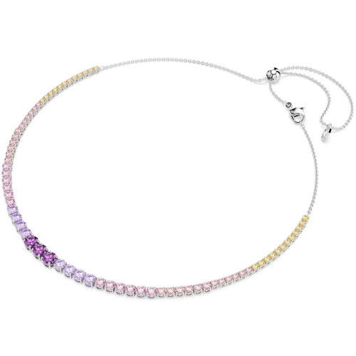 Helen Kirchhofer - Swarovski Matrix Tennis Necklace Gradient of round cuts Multicolored Rhodium plated - 5751196