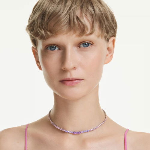 Helen Kirchhofer - Swarovski Matrix Tennis Necklace Gradient of round cuts Multicolored Rhodium plated - 5751196