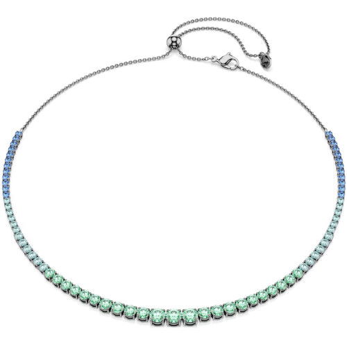Helen Kirchhofer - Swarovski Matrix Tennis Necklace Gradient of round cuts Multicolored Ruthenium plated - 5751192