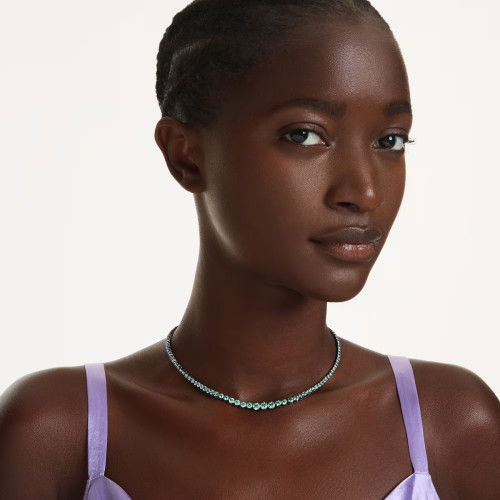 Helen Kirchhofer - Swarovski Matrix Tennis Necklace Gradient of round cuts Multicolored Ruthenium plated - 5751192