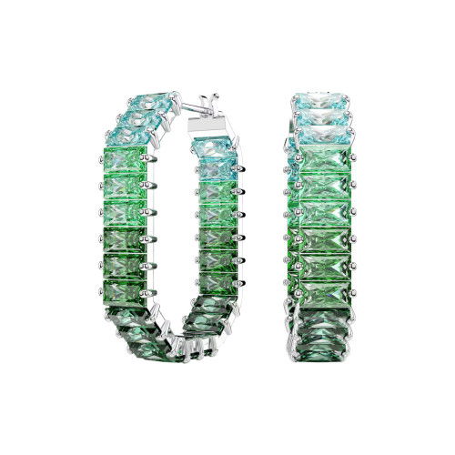 Helen Kirchhofer - Swarovski Matrix Kreolen Baguette Schliff Achteckform Farbverlauf Grün Rhodiniert - 5705787