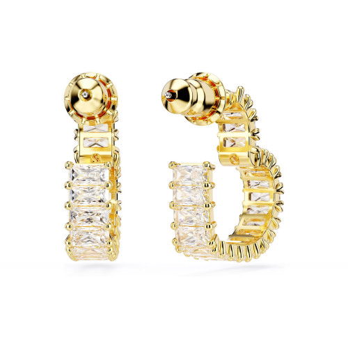 Helen Kirchhofer - Swarovski Matrix Kreolen Baguette Schliff Herz Klein Weiss Gold - 5693512