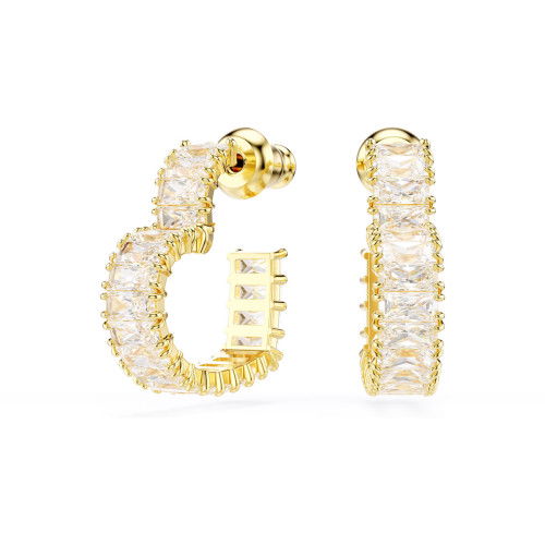 Helen Kirchhofer - Swarovski Matrix Kreolen Baguette Schliff Herz Klein Weiss Gold - 5693512