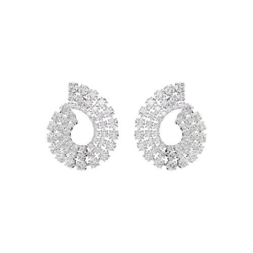 Helen Kirchhofer - Swarovski Matrix Kreolen Gemischte Rundschliffe Weiss Rhodiniert - 5705834