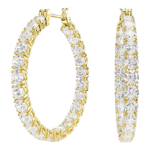 Helen Kirchhofer - Swarovski Matrix Kreolen Rundschliff Weiss Goldlegierungsschicht - 5750620