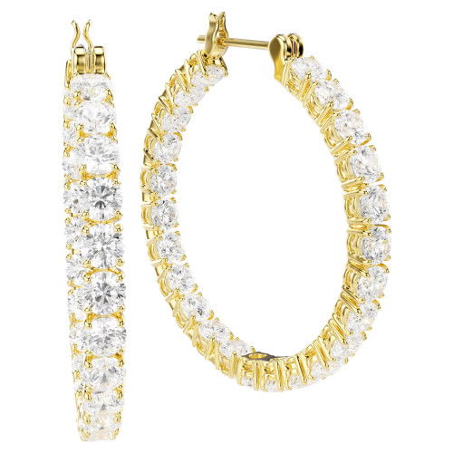 Helen Kirchhofer - Swarovski Matrix Kreolen Rundschliff Weiss Goldlegierungsschicht - 5750620
