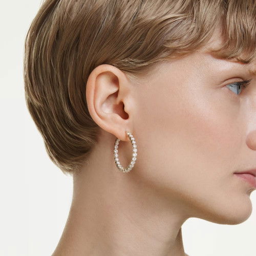 Helen Kirchhofer - Swarovski Matrix Kreolen Rundschliff Weiss Goldlegierungsschicht - 5750620