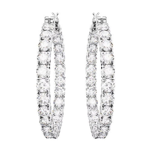 Helen Kirchhofer - Swarovski Matrix Kreolen Rundschliff Weiss Rhodiniert - 5647715