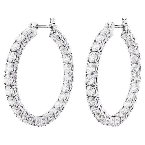 Helen Kirchhofer - Swarovski Matrix Kreolen Rundschliff Weiss Rhodiniert - 5647715