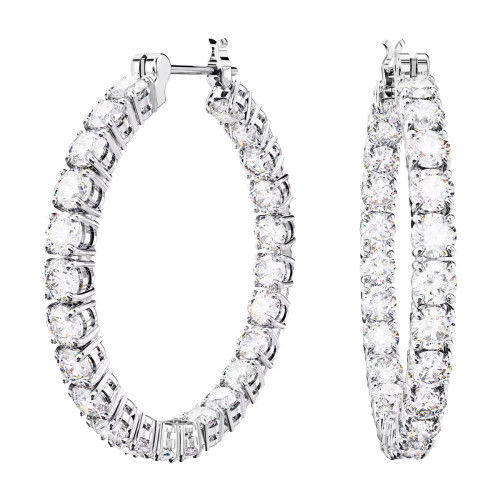 Helen Kirchhofer - Swarovski Matrix Kreolen Rundschliff Weiss Rhodiniert - 5647715