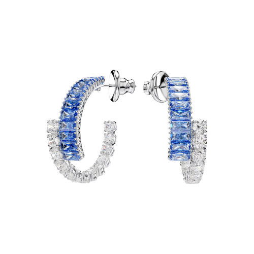 Helen Kirchhofer - Swarovski Matrix Kreolen Verschiedene Schliffe Blau Rhodiniert - 5722459