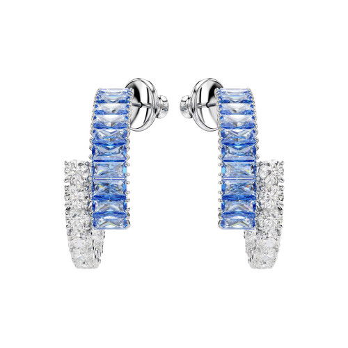 Helen Kirchhofer - Swarovski Matrix Kreolen Verschiedene Schliffe Blau Rhodiniert - 5722459