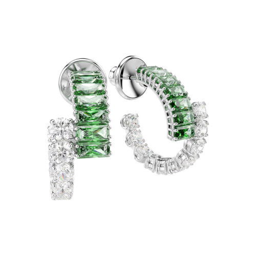 Helen Kirchhofer - Swarovski Matrix Kreolen Verschiedene Schliffe Grün Rhodiniert - 5732264