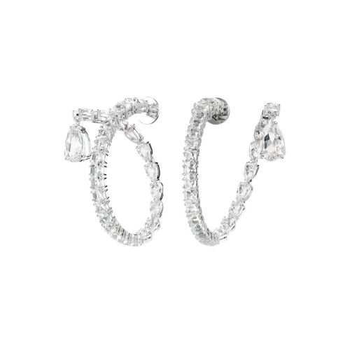 Helen Kirchhofer - Swarovski Matrix Kreolen Verschiedene Schliffe Weiss Rhodiniert - 5692524