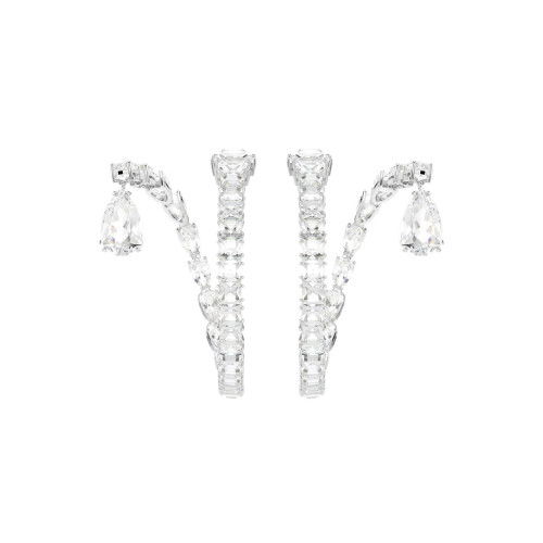 Helen Kirchhofer - Swarovski Matrix Kreolen Verschiedene Schliffe Weiss Rhodiniert - 5692524