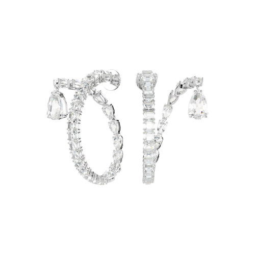 Helen Kirchhofer - Swarovski Matrix Kreolen Verschiedene Schliffe Weiss Rhodiniert - 5692524