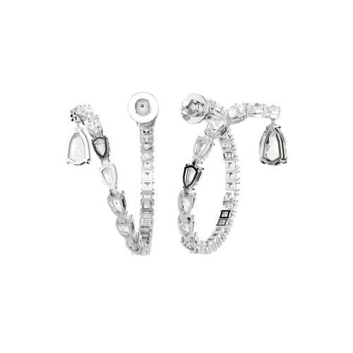 Helen Kirchhofer - Swarovski Matrix Kreolen Verschiedene Schliffe Weiss Rhodiniert - 5692524