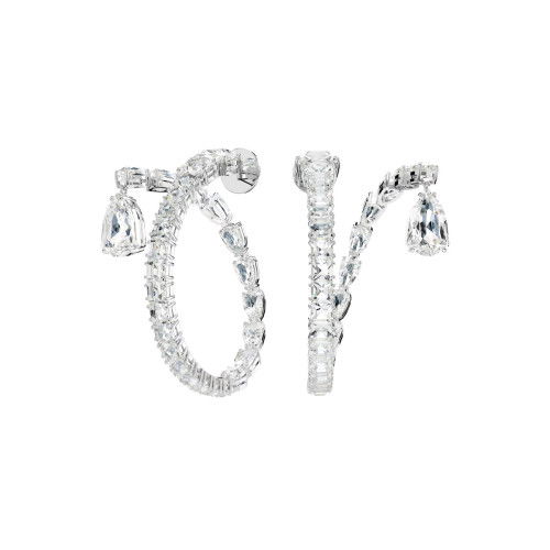 Helen Kirchhofer - Swarovski Matrix Kreolen Verschiedene Schliffe Weiss Rhodiniert - 5692524