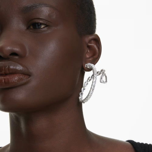 Helen Kirchhofer - Swarovski Matrix Kreolen Verschiedene Schliffe Weiss Rhodiniert - 5692524