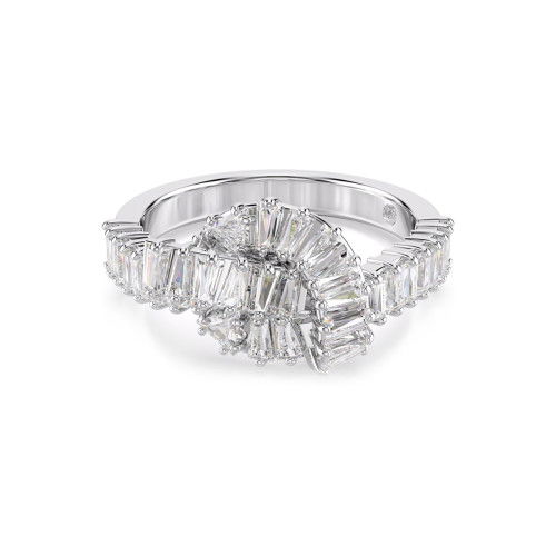 Helen Kirchhofer - Swarovski Matrix Ring Baguette Schliff Knoten Weiss Rhodiniert