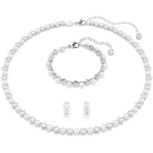 Helen Kirchhofer - Swarovski Matrix Set Kristallperle Rundschliff Weiss Rhodiniert - 5742040