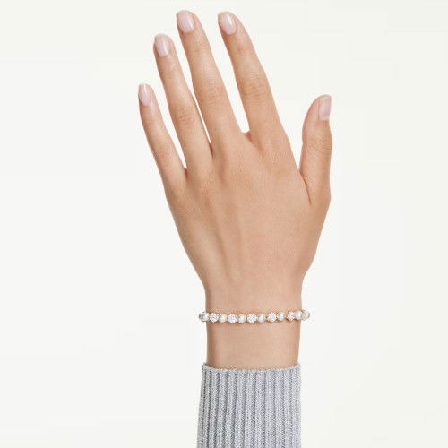 Helen Kirchhofer - Swarovski Matrix Tennis Armband Kristallperle Rundschliff Weiss Goldlegierungsschicht - 5742026