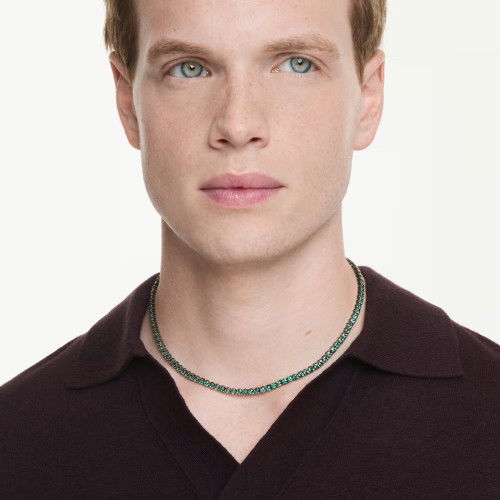 Helen Kirchhofer - Swarovski Matrix Tennis Halskette Rundschliff Grün Rutheniert