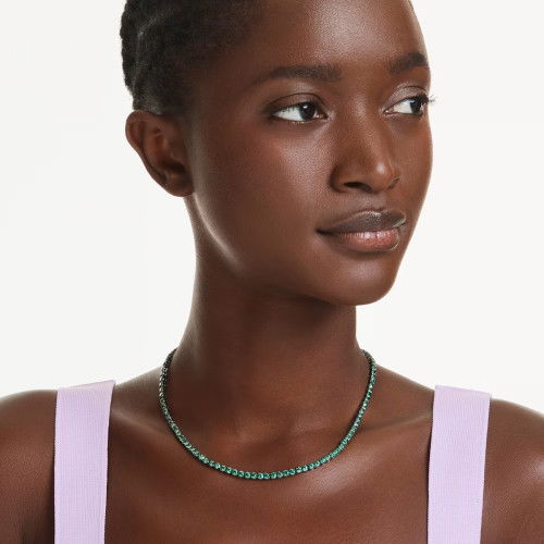 Helen Kirchhofer - Swarovski Matrix Tennis Halskette Rundschliff Grün Rutheniert