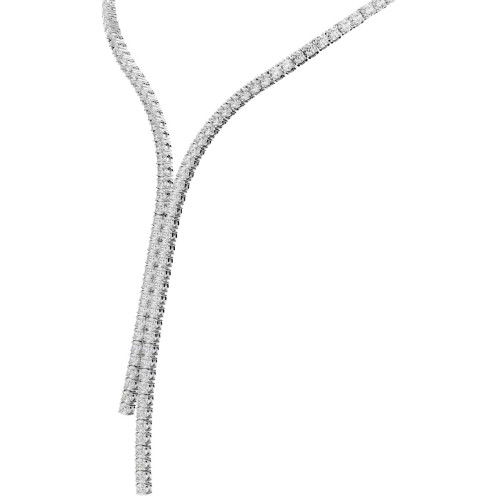 Helen Kirchhofer - Swarovski Matrix Y Halskette Rundschliff Weiss Rhodiniert - 5707988