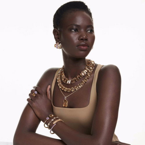 Helen Kirchhofer - Swarovski Millenia Tennis Halskette Übergrosse Kristalle Oktagon Schliff Karamell Goldlegierungsschicht - 5720911