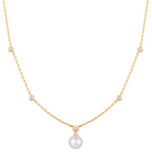 Helen Kirchhofer - Ania Haie Gold Bezel Set Station With Shell Pearl Halskette - N075-09G