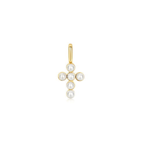 Helen Kirchhofer - Ania Haie Gold Shell Pearl Cross Charm - NC060-06G