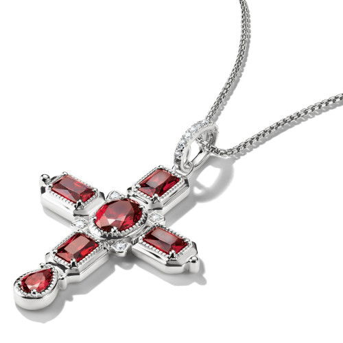 Helen Kirchhofer - Thomas Sabo Kreuzanhänger mit granatroten Zirkoniasteinen Silber - PE987-051-10