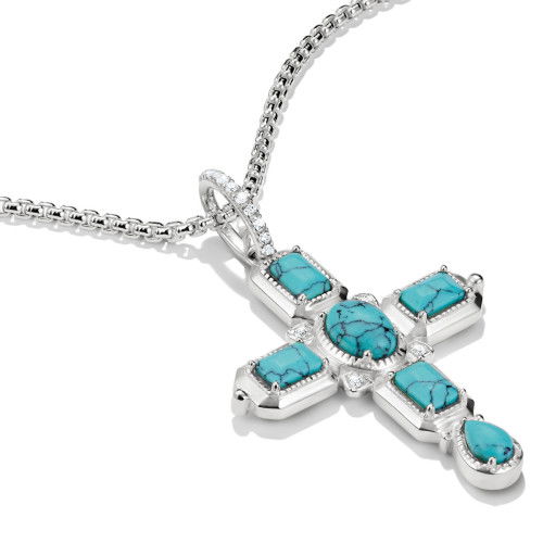 Helen Kirchhofer - Thomas Sabo Kreuzanhänger mit imitierten Türkissteinen Silber - PE987-405-17