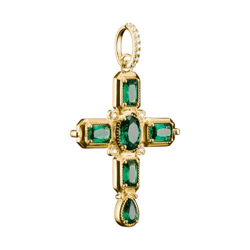 Helen Kirchhofer - Thomas Sabo Anhänger Kreuz Grüne Steine Zirkonia 18k Vergoldung - PE987-971-6