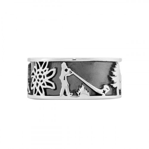 Helen Kirchhofer - Gexist Swiss Edelweiss Ring Edelweiss Steinbock Matterhorn & Alphorn - R 7002