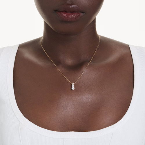 Helen Kirchhofer - Swarovski Stilla Attract Halskette Rundschliff Weiss Goldlegierungsschicht - 5723298