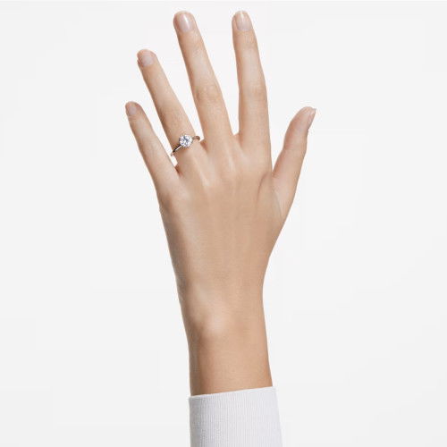 Helen Kirchhofer - Swarovski Stilla Cocktail Ring Rundschliff Weiss Silberfarbenes Finish