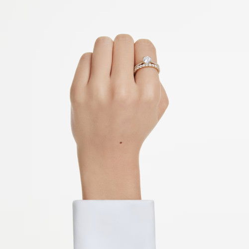 Helen Kirchhofer - Swarovski Stilla Ring Set Rundschliff Weiss Goldlegierungsschicht