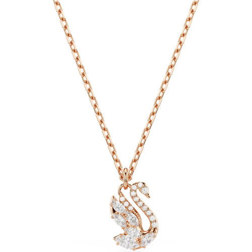 Helen Kirchhofer - Swarovski Swan Halskette Verschiedene Schliffe Schwan Weiss Roségold Legierungsschicht - 5738203